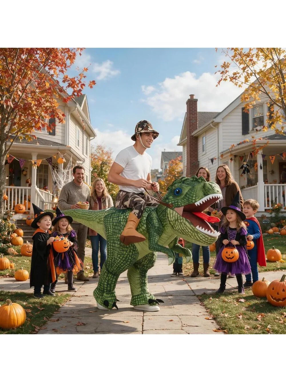 Inflatable T-Rex Dinosaur Costume for Adults - Fun Blow Up Suit for Halloween